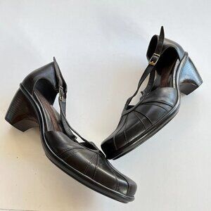 DANSKO BROWN LEATHER PLEATED MARY JANE CHUNKY HEEL SHOES WOMENS SIZE 41‎ …